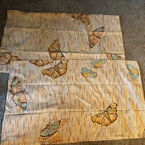 Vintage butterfly and pinstripe pillow case set (2)